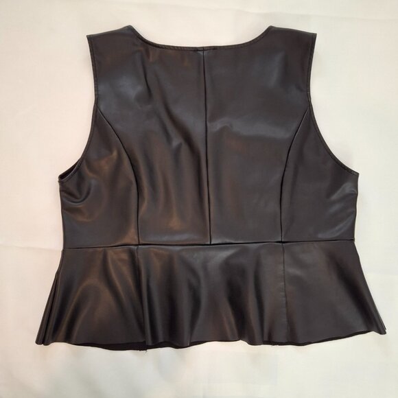 Corset Bustier Black Goth Vegan Leather Stretch Top LaceUp Trim Peplum Torrid 2X - Picture 6 of 6